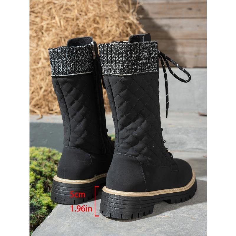 Lace-up Woolen Mid-leg Boots Women's Winter 2025 New Fleece Platform Size Muffin Martin Boots