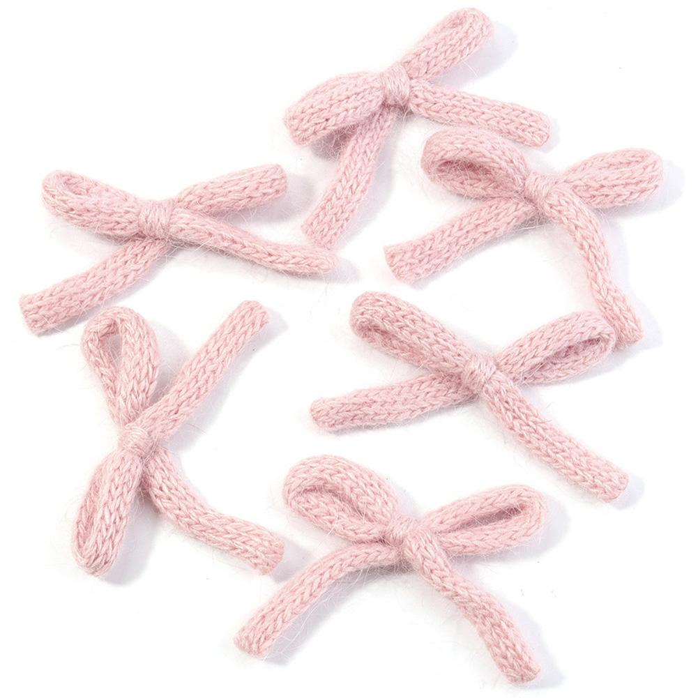 

6Pcs Colorful Handmade Knitted Bows 5x7cm Cute Plush Cotton Bowknot Flower Bow Tie For DIY Apparel Sewing Supplies