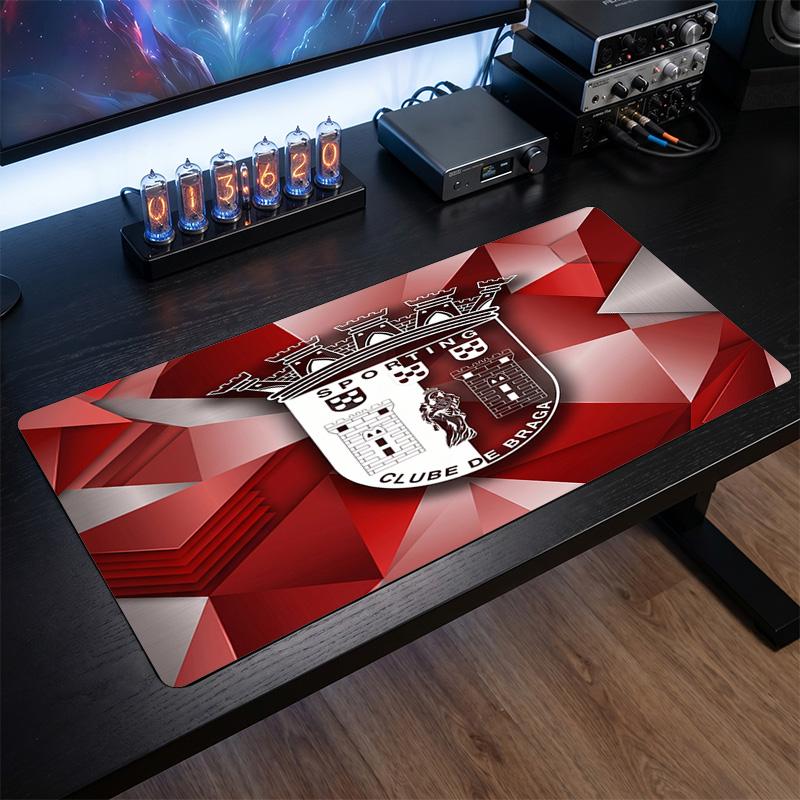 Braga FC Theme Pattern Mouse Pad, Soccer Logo Design XXL Gaming Desk Mat Non-Slip Computer Mouse Pad