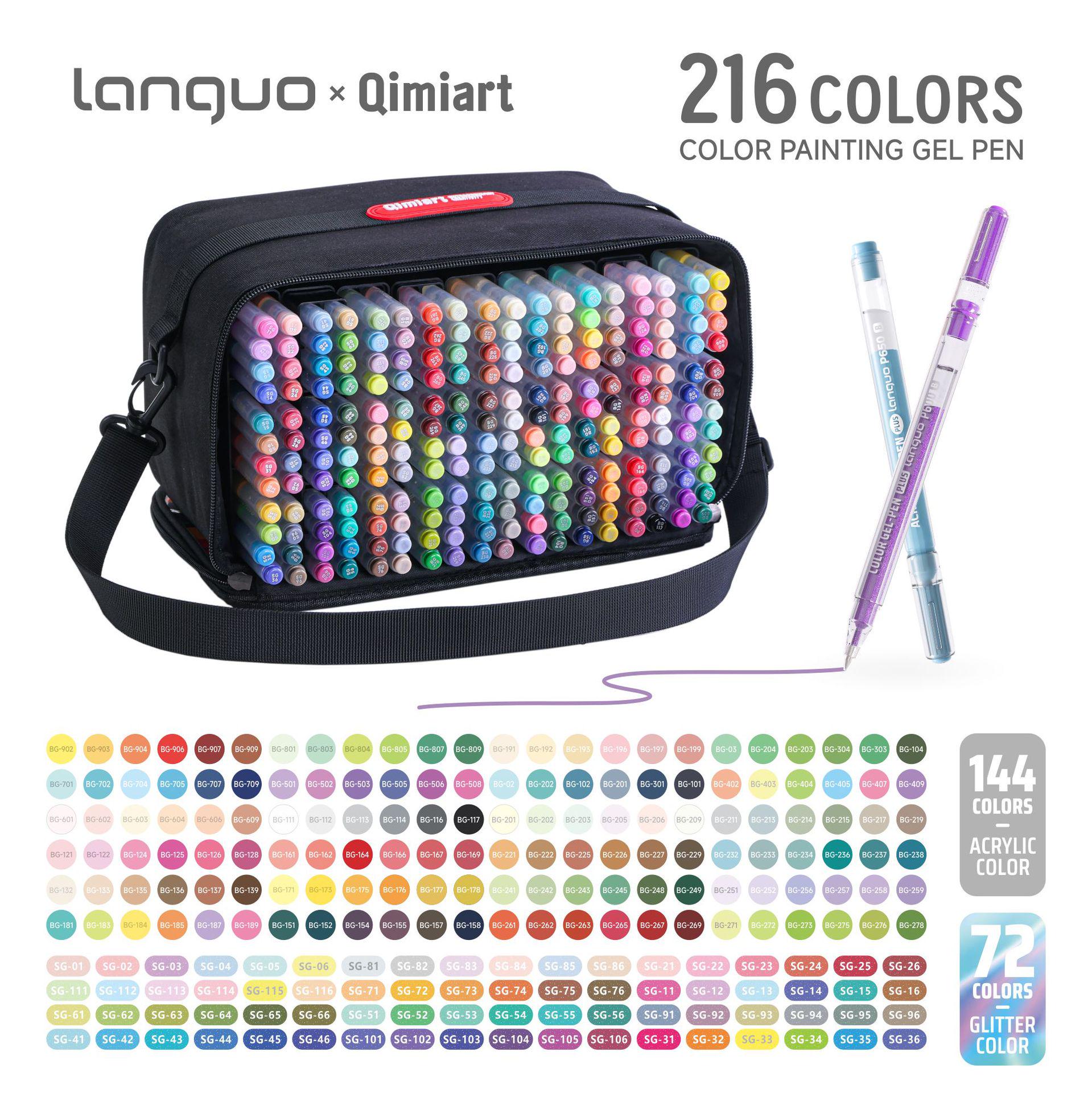 

Blue Fruit Glitter Color Pen Set: 216 Neutral Pens + Storage Bag for Students and Artists Other