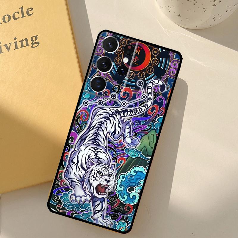 Chinese Zodiac Dragon Tiger Phone Case For Samsung Galaxy S25 S20 S21 S22 S23 S24 Ultra S9 S10 Plus S25 FE Cover Shell