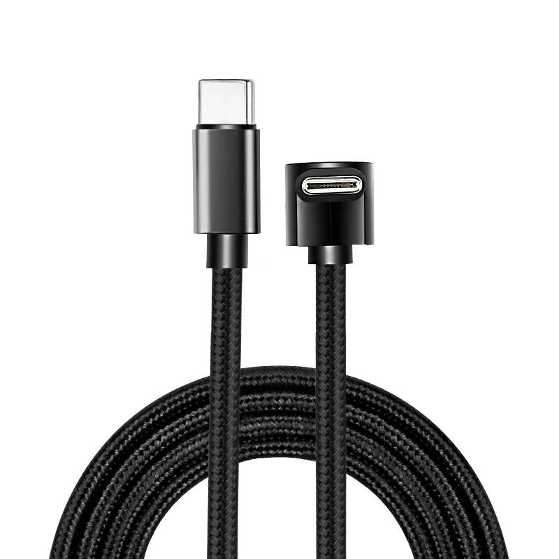 

60W 90 Degree Elbow USB C To USB C PD Cable Type C Data Cable Nylon Braided Line for iPhone 17 Pro Samsung Fast Charging Cords 0.25m