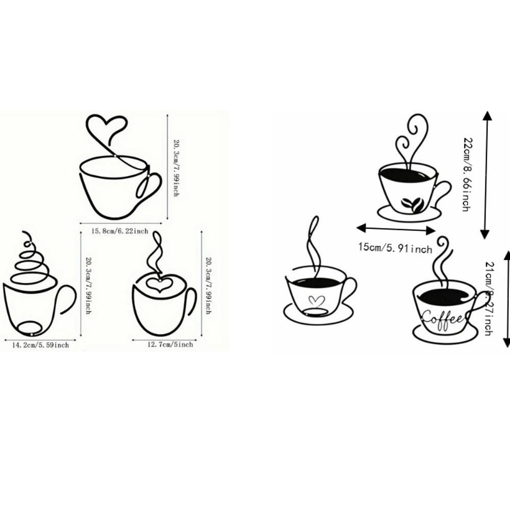 3pcs Minimalist Coffee Cup Wall Hangings Nordic Style Coffee Shop Decorations Indoor
