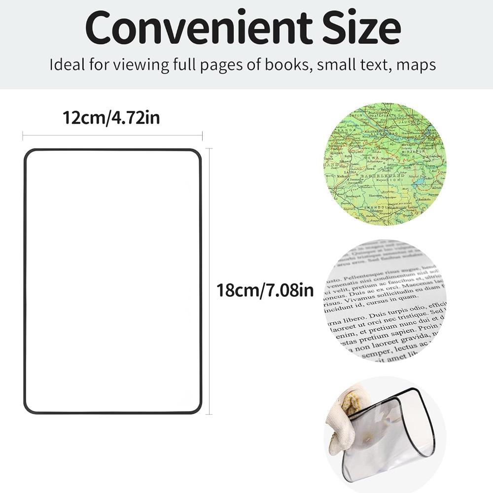A5 Full Page Large Sheet 3X Magnifier Magnifying Glass Book Page Magnification Ultra-thin Loupe for Reading Small Prints Books