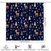 Winter Wonderland Reindeer Pine Tree Shower Curtain Set Navy Blue Christmas Decor Bathroom Accessory for Home Decor