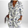 Plus Size Women Long Sleeve Button Shirt Solid Floral Casual Comfort Blouse