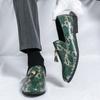 Men Printing Loafers Leather Shoes Formal Business Flats Slip On Shoes Wedding Dress Prom Black Shoes Large Size