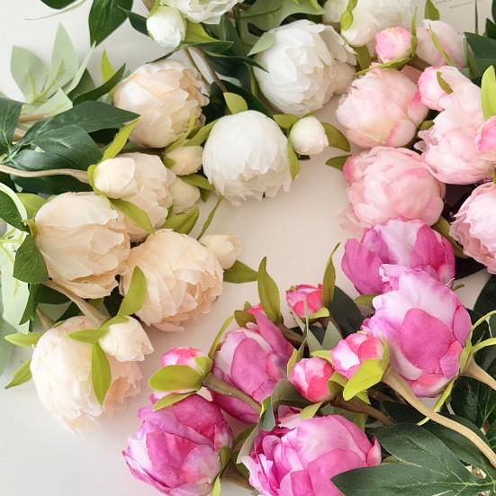 Künstliche Pfingstrosenblüten, 17 Zoll Realistische Kunstpfingstrose mit 1 Knospe, Lebensechtes Pfingstrosenbukett mit Stiel für Vasenarrangement, Tischdekoration für Hochzeiten, Innenbereich
