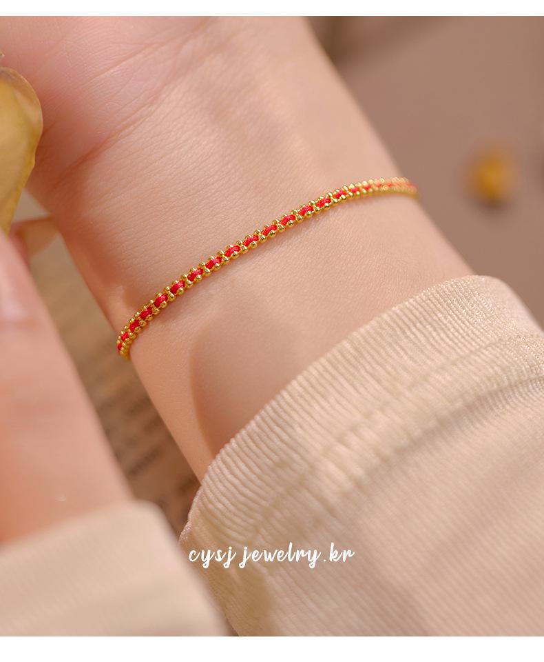Cui Yan S925 Sterling Silver Korean-Style Zodiac Red Rope Bracelet for Women - Light Luxury, Simple Design, Hot-Selling Hand Jewelry.