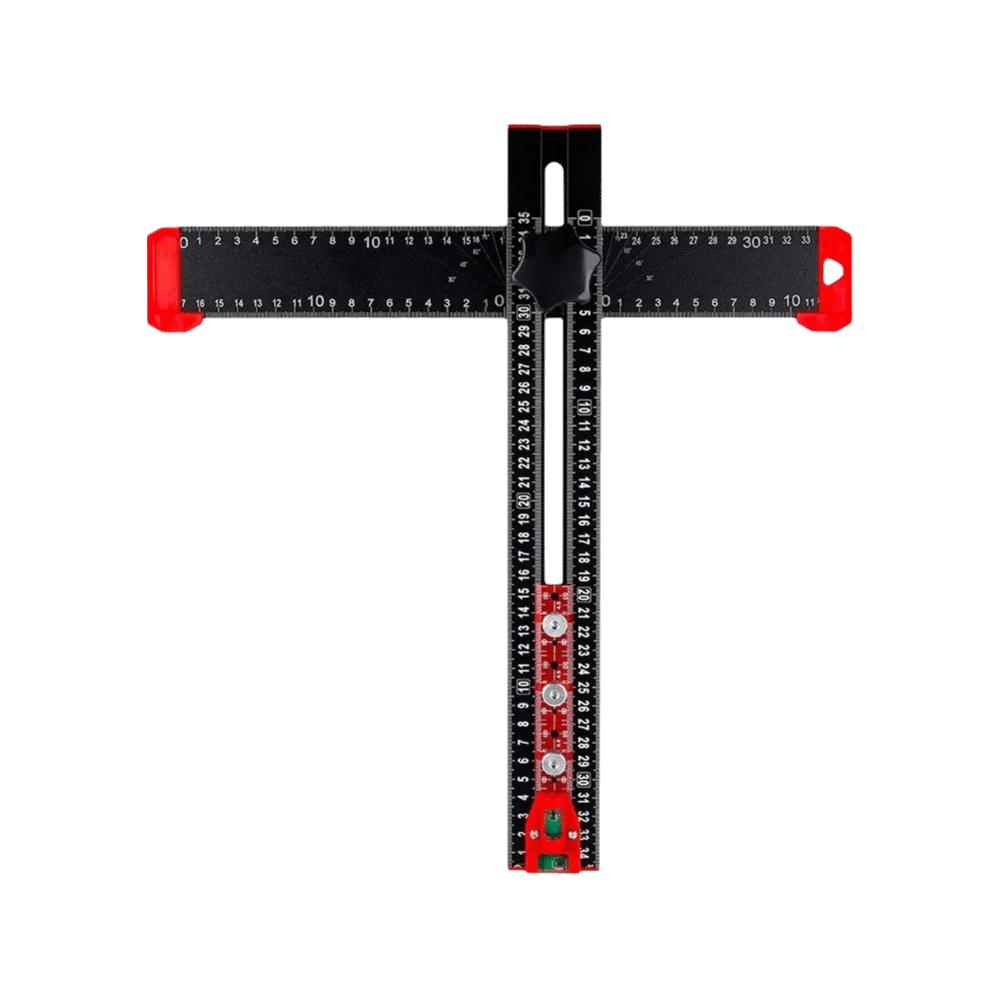 T-Square Ruler Drill Locator DIY Tools Adjustable Angle Cabinet Hardware Jig Built-in Bubble Level 2in1 Woodworking Tools