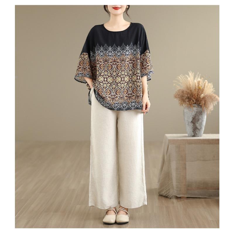 DIMANAF 2026 Plus Size New T-Shirt Women Print Loose Casual Lady Tops Tees Shirts Oversize Summer O-Neck