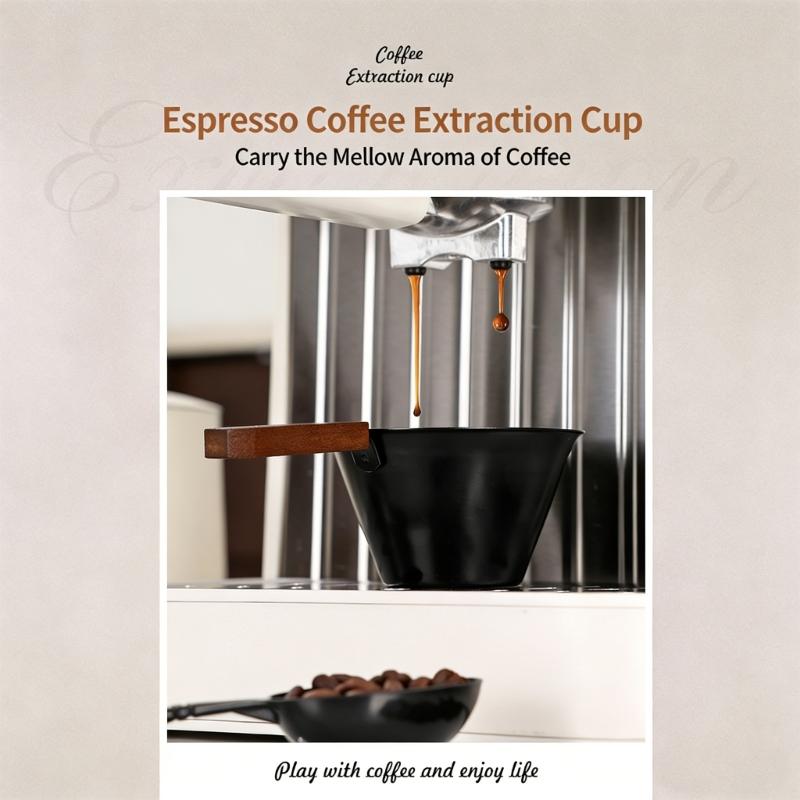 304 Nonrust Steel Espressos Measuring Cup with Wood Handle for Comfortable Grip and Accurate Liquid Measurement