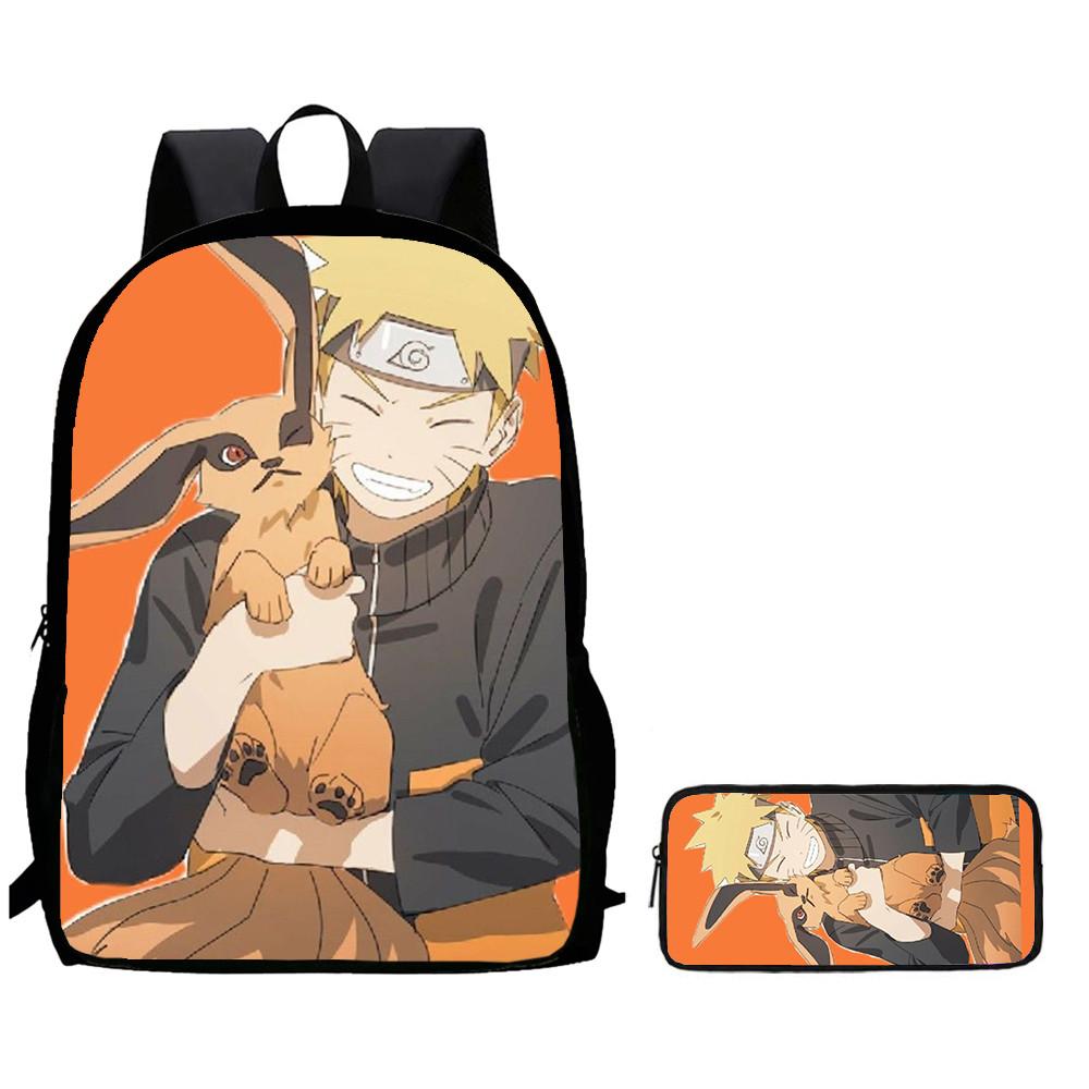 2Pcs Set NARUTO Kids Backpack With Pencil Bag Lightweight Durable School Bag For Boys Girls 5-10 Years Student Supplies