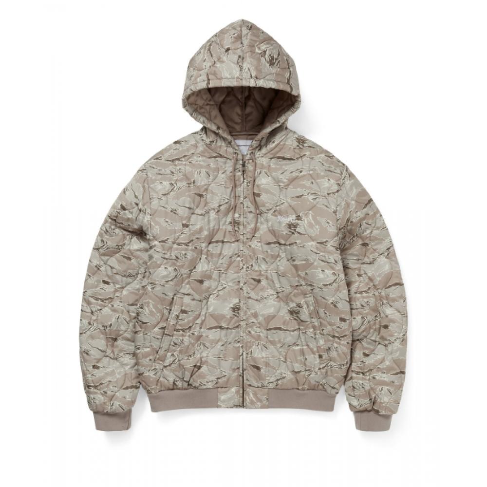 Thisisneverthat Quilted Hooded Jacket Beige S
