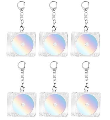 [DIFEIUKI] Set mit 6 Mini-CD-Schlüsselanhängern mit Acryl-Abdeckungen, Fotoalbum-Haltern, DIY-Schlüsselanhängern, Miniatur-Album-Designs, DIY-Kits, Rucksack-Hänger