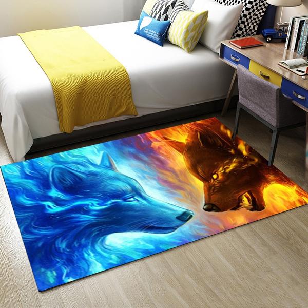 Wolf Pattern Carpet Door Mat Bath  Printed  Living Room Bedroom Large  Kids Play Upholstered Kitchen