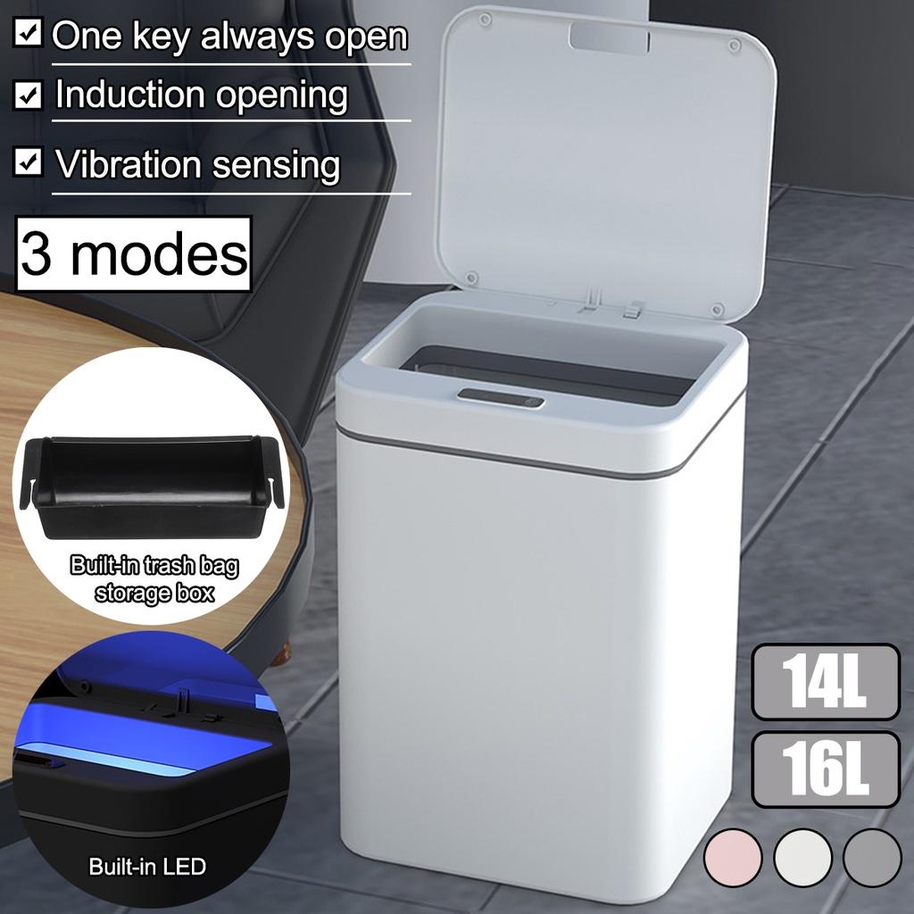 14L/16L Smart Induction Trash Can with LED Light Automatic Dustbin Bin for Kitchen Sensor Intelligent Electric Garbage Storage Bucket