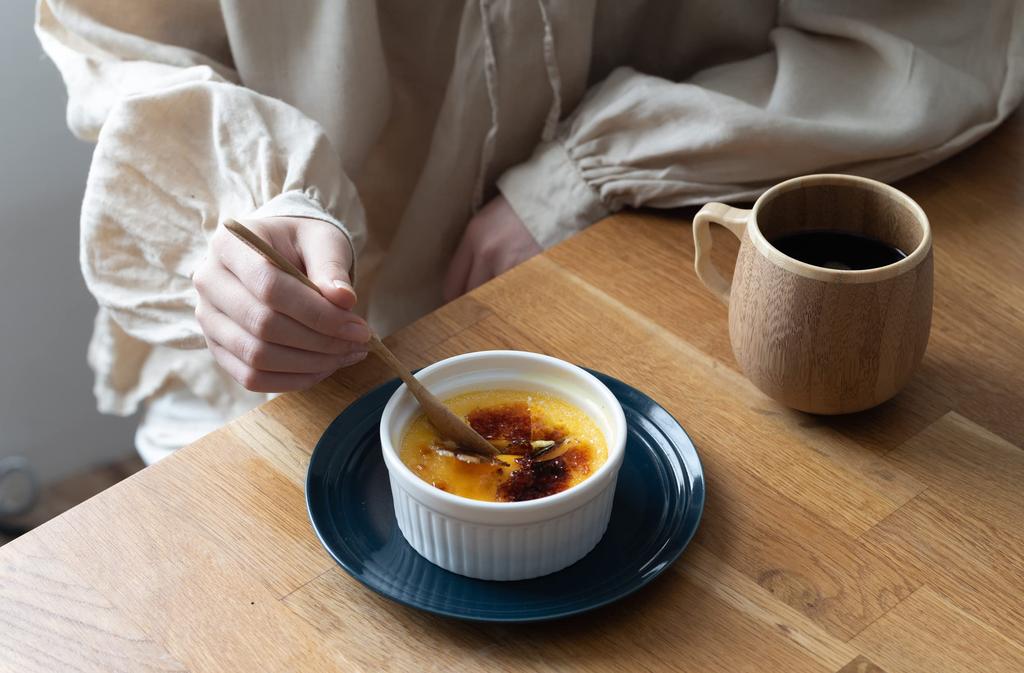 RIVERET Cafe Au Lait Mug and Spoon Set, Bamboo, Dishwasher Safe, White, RV-205WS (Brown)