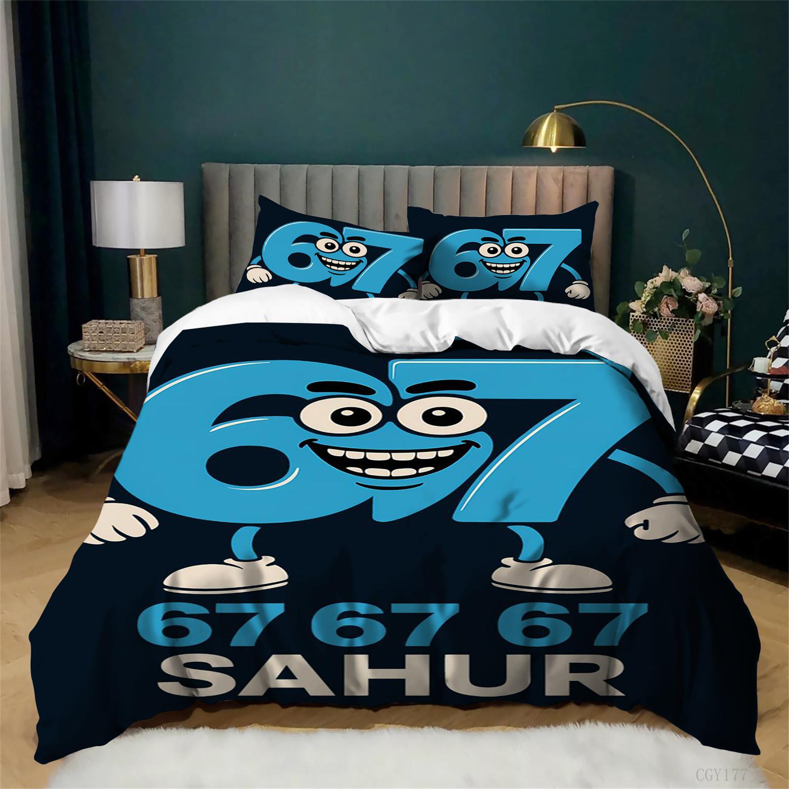 Grosstor Unisex 67 Steal A Brainrot Quilt Cover Cozy Soft Breathable Comforter Set Lightweight Duvet Cover With Pillowsham
