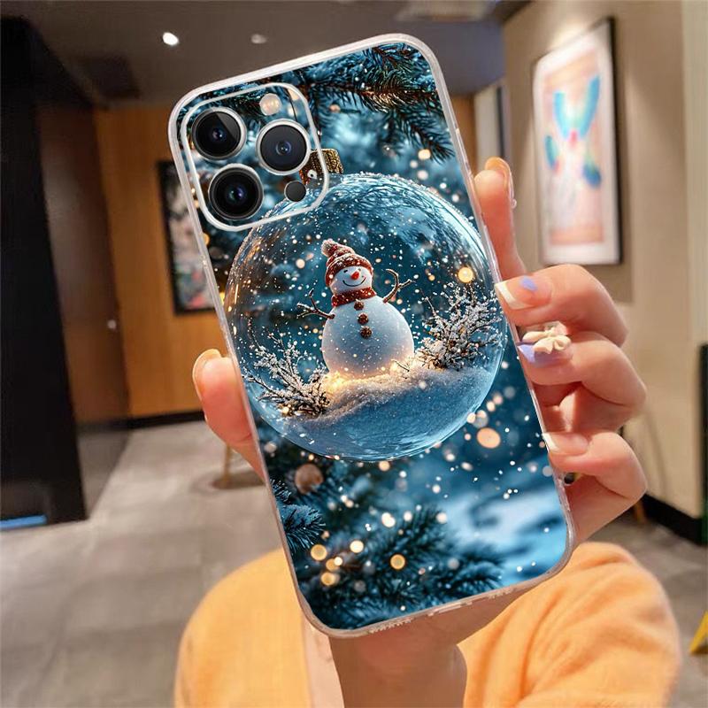 Phone Case For iphone 17 Pro Max 16 15 14 13 Pro Max 17 Air 15 16 Pro 15Plus Cute Snowman Christmas