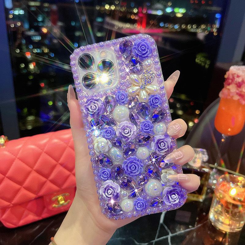 For IPhone16Promax Mobile Phone Case for Apple 14 Rhinestone 13 Pearl Flower Three-dimensional 12 Daisy Luxury Women