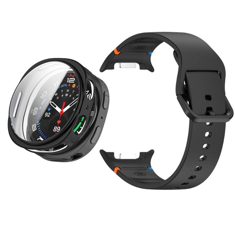 Silicone Strap Replacemnt Watch Band with TPU Shell for Samsung Galaxy Watch 8 40/44mm Classic Ultra2