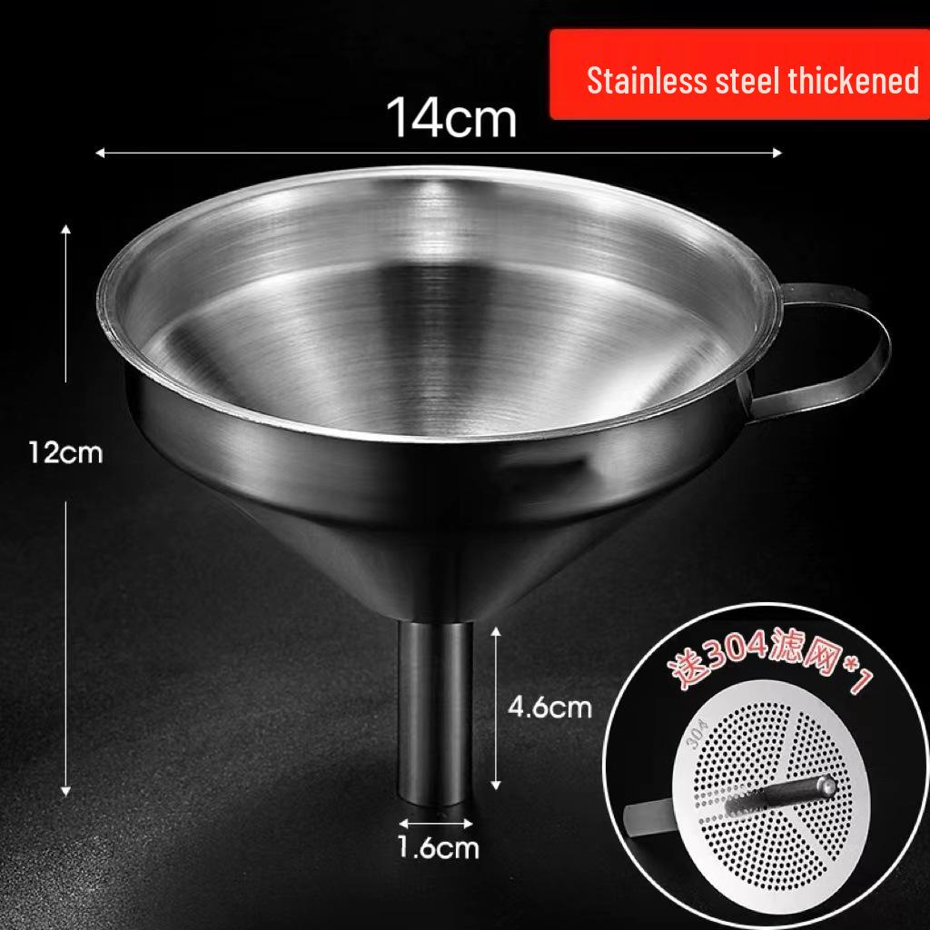 304 Stainless Steel Kitchen Funnel Set with Filter Mesh for Oil & Wine, Various Sizes