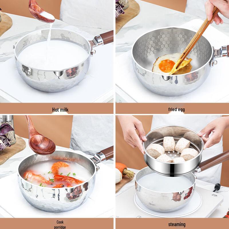 ZISIZ 24cm 304 Stainless Steel Japanese-style Yukihira Pot with Lid