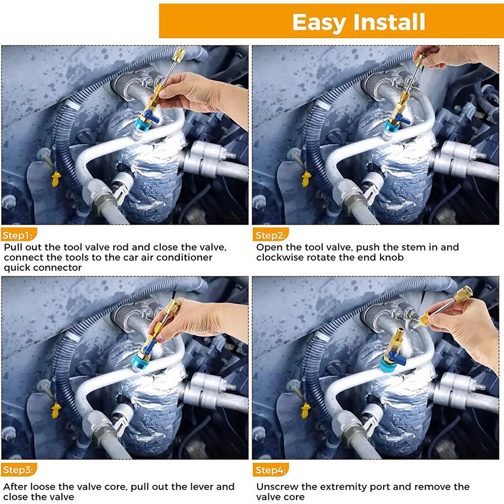 31PCS High Low Pressure Valve Core Remover Kit for R134A Refrigerant Air Conditioner System,R134A Valve Core Remover Installer