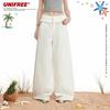 UNIFREE Korean Style Ruffle Hem Wide-Leg Pants