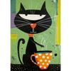 Whimsical Black Cat Drink Coffee Poster For Bedroom Nursery Cartoon Animal Canvas Painting Cute Cat Illustration Print Wall Art