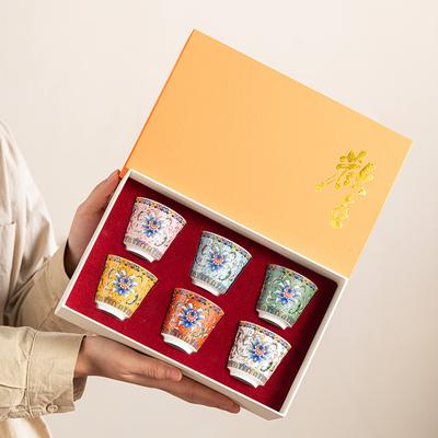 Emaillefarbe Keramik Teetasse Einzelportion Hofstil Meistertasse für Teeliebhaber Heim Bürogebrauch Chinesischer Stil Haushalts-Teeset