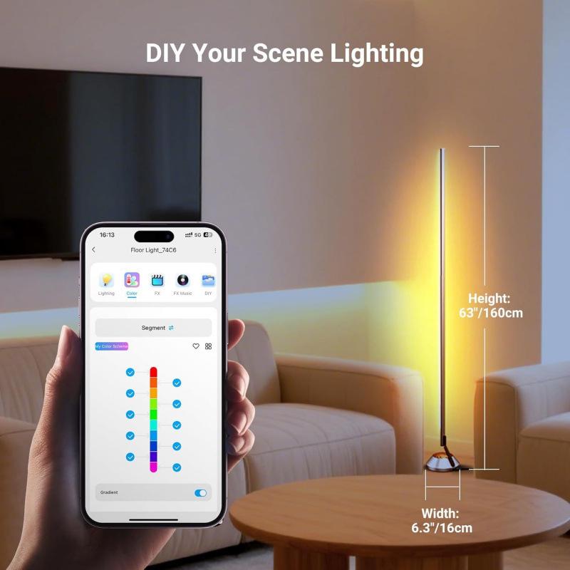 Smart LED Floor Lamp NF01, 1500lm, RGBW, 16M Colors, APP-Controlled