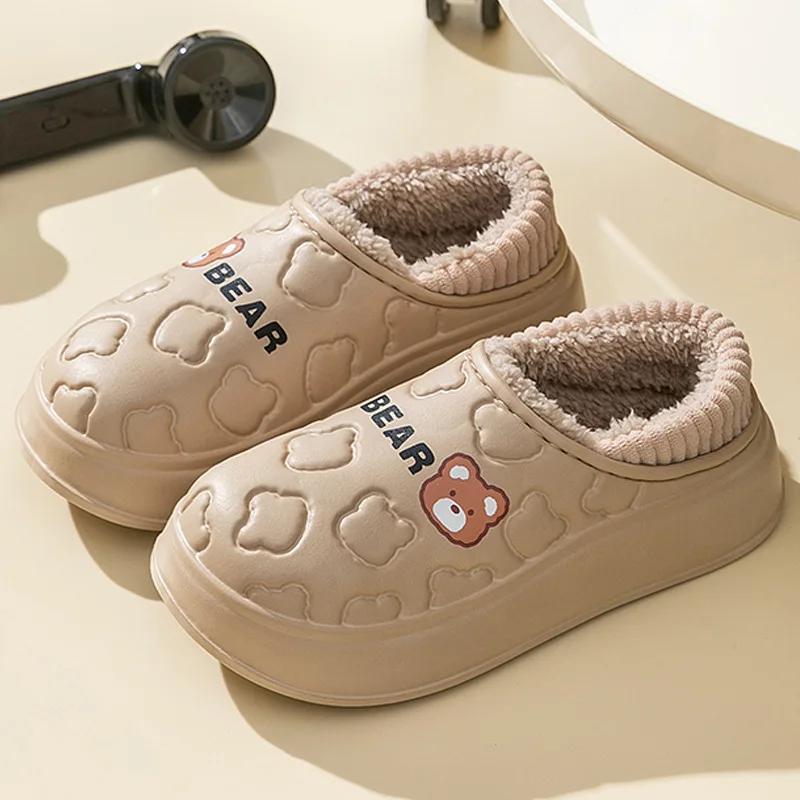 

Модные женские мужские тапочки Eva Водонепроницаемые Зимние Теплые Уютные Спальные Комнатные Тапочки из Хлопка для Дома Женские Уличные 44-45 хаки