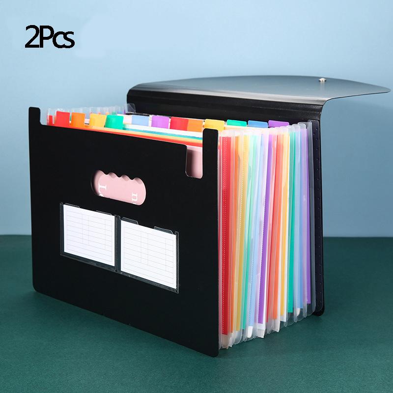 PIKAPIKA File Rack A4 25 Pocket Color File Box Large Capacity Expandable Folding File Storage Box Divider Storage Box Organizer