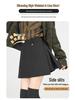 Women's High Waist Gray Wool Blend Skirt Shorts - Autumn/Winter A-line Slit Design, Slimming Hip-Hugging Fit.
