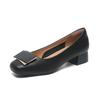 2026 Spring/Summer Women's Square Toe Soft Leather Chunky Heel Pumps - Professional Work Shoes with Soft Sole