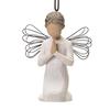 Ornament - WILLOW TREE - Angel of Prayer - Hand-painted Carved - Elastic Cord - Black