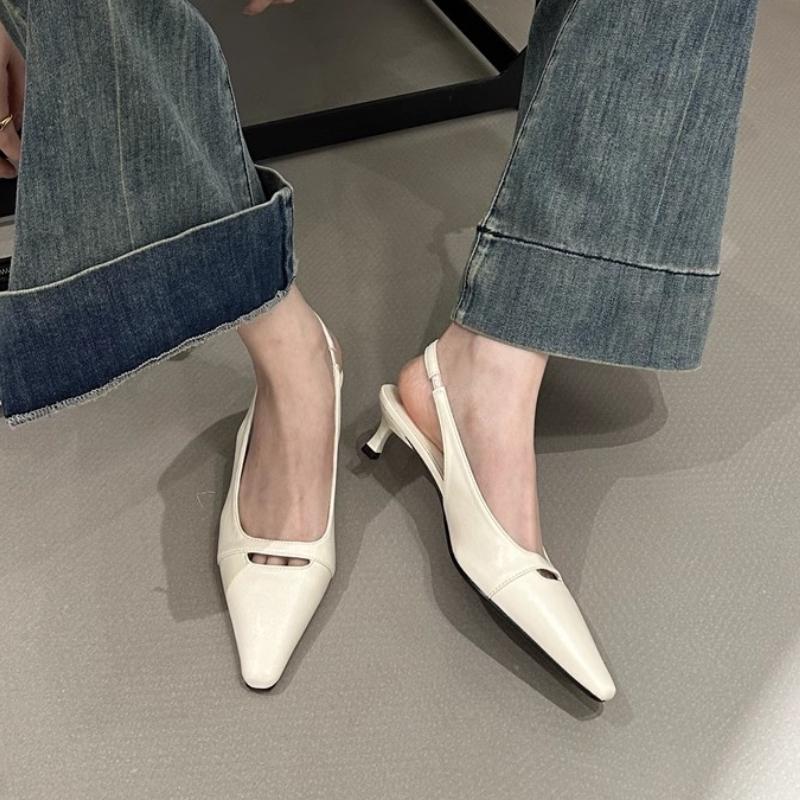 Mode Eleganta Kvinnor Spetsig Tå Klackade Sandaler Trend Sommarskor 2025 Nya Mode Festtofflor Kvinna Slingback Pumps Zapatos Mujer