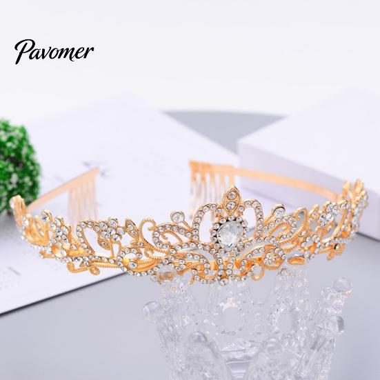 Birthday Rhinestone Crown 2Pcs/Set Women Shiny Tiara Crowns Belt Set With Diamond-like Texture Girls Princess with Combs Party Decoration