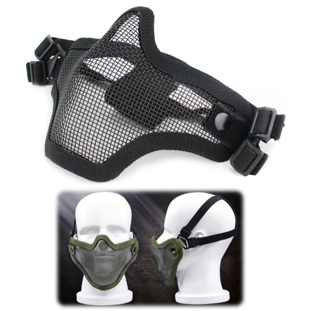 Carbon Steel Half Face Wire Mask Adjustable Steel Mesh Mask Metal Face Mask  Outdoor Sports