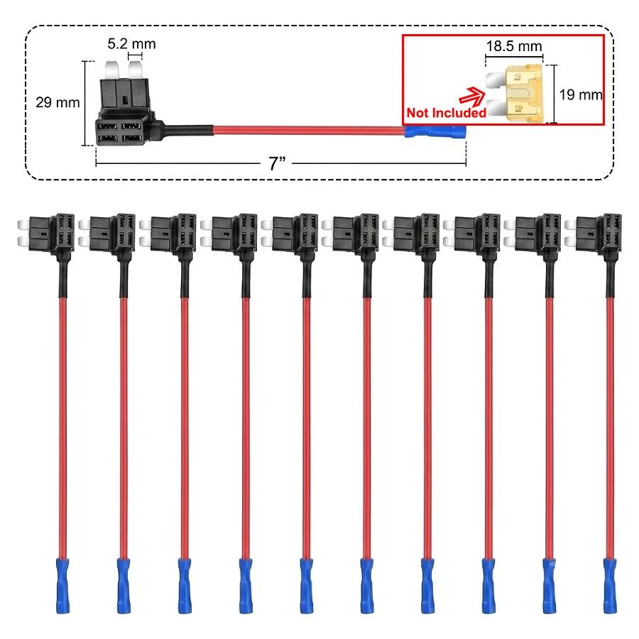10PCS 12V MINI SMALL MEDIUM Size Car Fuse Holder Add-a-circuit TAP Adapter Micro Mini Standard ATM Blade Fuse for Cars Vans Fuse Holders1