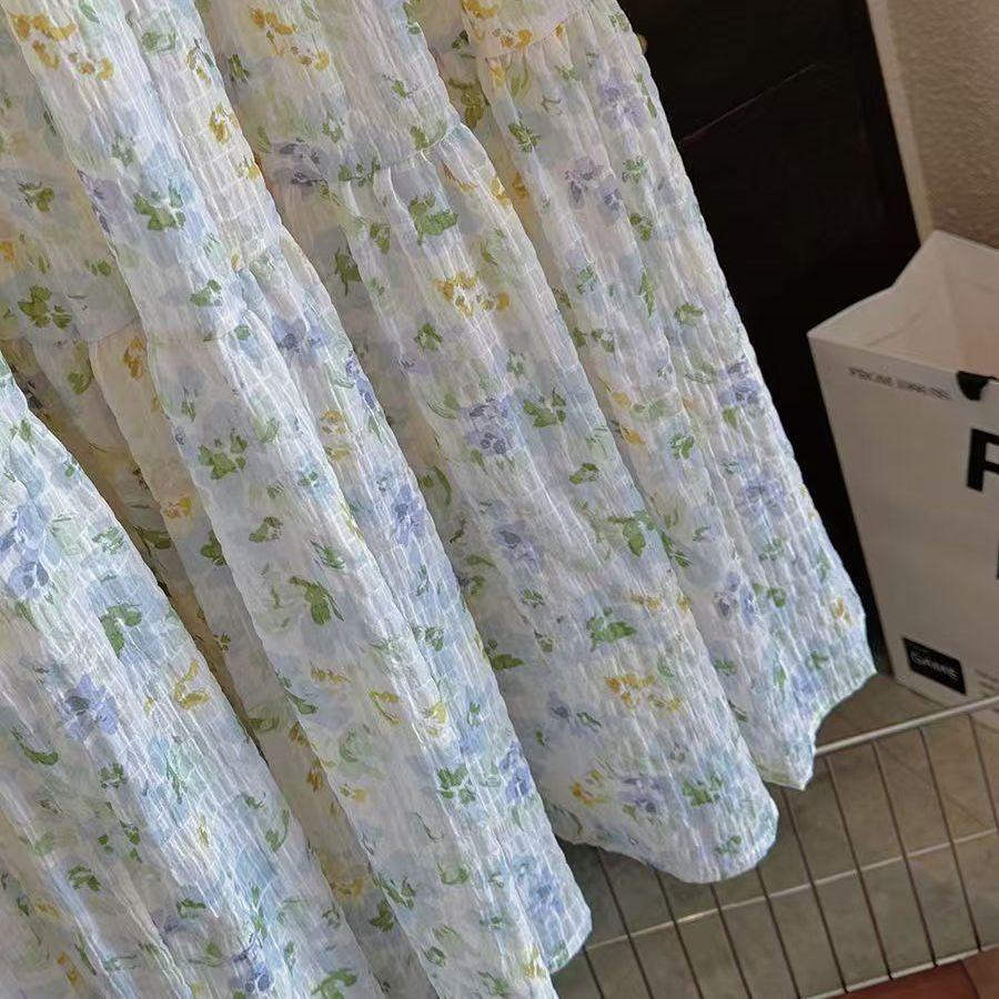Gentle French Floral Skirt Summer New Small Fresh Long Skirt High Waist Slimming Half Body Skirt A-line Cake Skirt