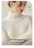 Women's 100% Cashmere Seamless High-Neck Slim-Fit Sweater - Solid Color Autumn/Winter Knitted Base Layer