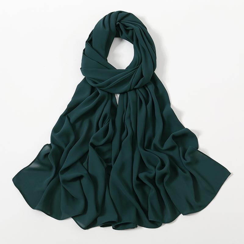 Women Heavy Chiffon Hijab Scarf Premium Chiffon Muslim Hijabs Plain Good Stitching Maxi Wrap Solid Color Musulman Femme Shawls