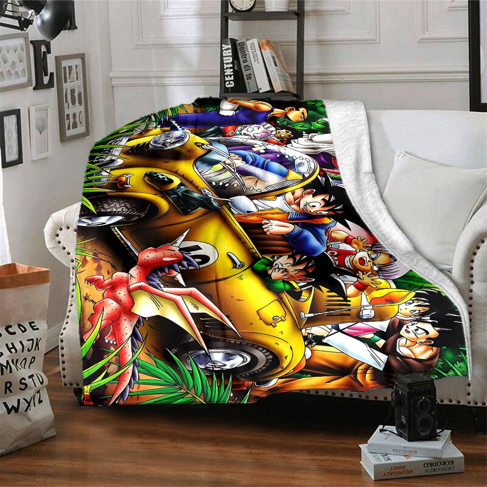Dragon Ball Jungle Adventure Flannel Blanket Super Soft Warm Cozy Blanket for Sofa Bed Office Travel All‑Season Home Decor Gift