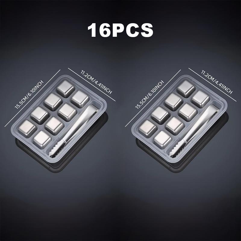Whiskey Chilling Stones Stainless Steel Reusable Ice Cube for Drinking Ice Beer Soda Stone Fast Freeze Box Packaging with Clip