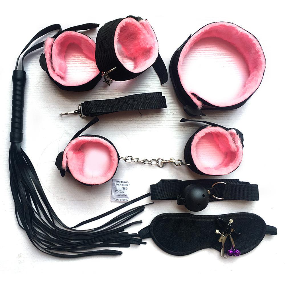 BDSM Kits Plush Bondage Handcuffs Sexulaes Games Whip Mouth Gag Nipple Clamps Sex Toys For Couples Exotic Accessories Adults