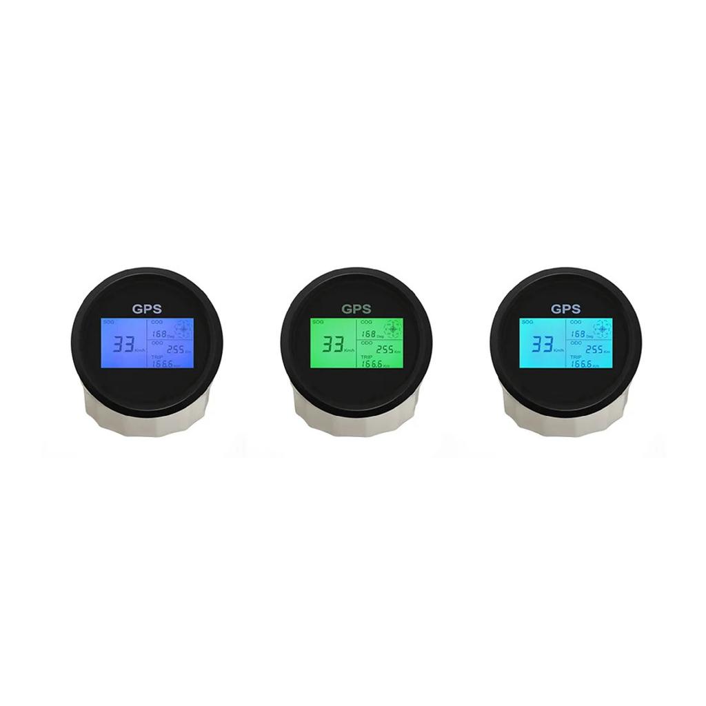 ELING 85mm GPS Speedometer Digital LCD Display Odometer Course 8 Colors Backlight for Auto Marine Boat with Antenna 12V 24V
