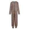 Women's Fashion Printed Plush Hooded Long Sleeve Warm Home Jumpsuit With Ears